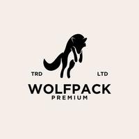 premium zwarte wolf vector logo-ontwerp