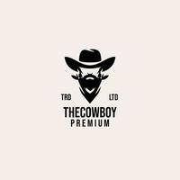 premium cowboy vector zwart logo-ontwerp