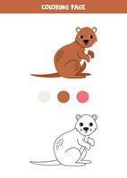 kleur schattig tekenfilm quokka. werkblad voor kinderen. vector