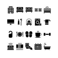 reeks van hotel pictogrammen glyph vector