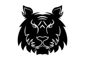 zwart tijger hoofd silhouet vector vlak ontwerp geïsoleerd Aan wit achtergrond