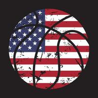 basketbal met Verenigde Staten van Amerika vlag grunge vector