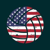 grunge volleybal met Verenigde Staten van Amerika vlag vector