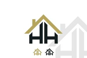 brief hh logo ontwerp met huis illusration concept vector