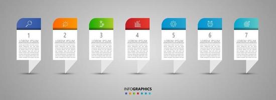 infographic ontwerpsjabloon vector met pictogrammen en 7 opties of stappen