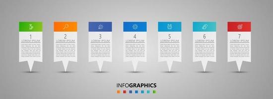 infographic ontwerpsjabloon vector met pictogrammen en 7 opties of stappen