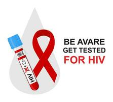 hiv testen. wereld AIDS dag 1 december, rood lintje. vector