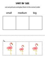 soort schattig roze flamingo door maat. leerzaam werkblad voor kinderen. vector