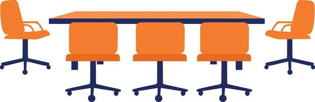 hand- getrokken conferentie kamer tafel in vlak stijl vector