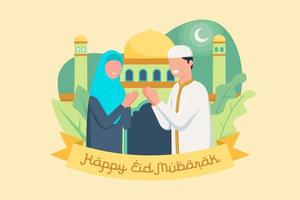 platte eid al-fitr. eid mubarak illustratie vector