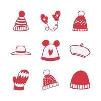 set van handgetekende winterkleding item vector iconen