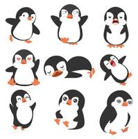 schattige kleine pinguïn geïsoleerde vector set
