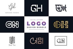 set collectie beginletters gh logo ontwerp. vector