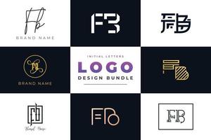 set collectie beginletters fb logo ontwerp. vector