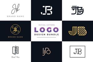 set collectie beginletters jb logo ontwerp. vector