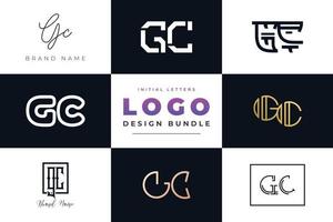 set collectie beginletters gc logo ontwerp. vector