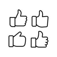 hand- duim omhoog, Leuk vinden, lijn icoon set. OK duimen gebaar voor geven stemmen, positief feedback, goedkeuring, symbool, mooi zo bevestigen teken in sociaal media. vector illustratie. ontwerp Aan wit achtergrond. eps10