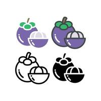 rijp en vers ronde mangisboom en plak fruit single silhouet vlak schets kleur voor voedsel apps en website. biologisch fruit veganistisch, vegetarisch icoon vector illustratie ontwerp wit achtergrond eps10