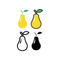 rijp en vers Peer fruit met single blad silhouet vlak lijn kleur ontwerp voor voedsel apps en website. biologisch fruit, veganistisch, vegetarisch icoon. vector illustratie. ontwerp Aan wit achtergrond. eps10