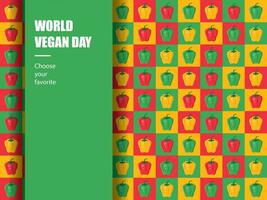 wereld veganistisch dag patroon meetkundig vegetarisch vector behang kleding stof ornament wijnoogst groen Gezondheid