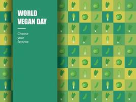 wereld veganistisch dag patroon meetkundig vegetarisch vector behang kleding stof ornament wijnoogst groen Gezondheid