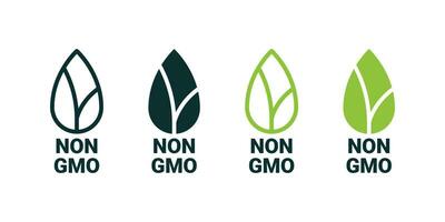 niet gmo. Nee ggo doorbladert pictogrammen. natuurlijk en biologisch producten. vector schaalbaar grafiek