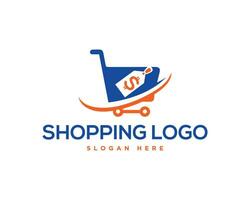 boodschappen doen kar uitverkoop logo ontwerp vector illustratie.