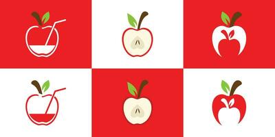 reeks appel fruit logo vers fruit met creatief concept premie vector