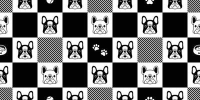 hond naadloos patroon Frans bulldog gecontroleerd vector tekenfilm sjaal geïsoleerd herhaling behang tegel achtergrond tekening illustratie ontwerp