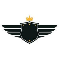 schild logo illustratie met Vleugels en kroon vector