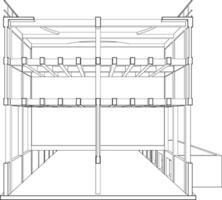 3d illustratie van industrieel gebouw vector