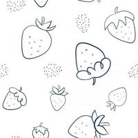 zeer fijne tekeningen doodle aardbeien naadloos patroon vector