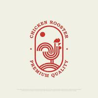 schets kip haan restaurant logo ontwerp, wijnoogst kip icoon vector illustratie