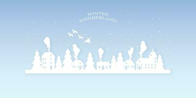 winter wonderland papier besnoeiing stijl vector illustratie. vrolijk Kerstmis en gelukkig nieuw jaar groet kaart sjabloon.