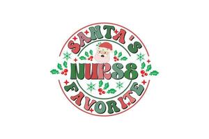 santa's favoriete verpleegster Kerstmis retro typografie t-shirt ontwerp vector