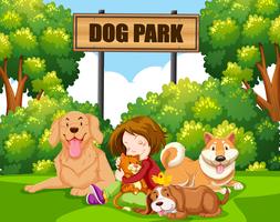 Een meisje met huisdier in het park vector