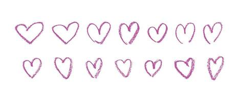 hand- getrokken grunge roze hart. liefde borstel en getextureerde slagen. vlak vector illustratie geïsoleerd Aan wit achtergrond.