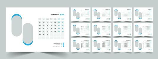 kalender 2024 ontwerper zakelijke sjabloon ontwerp set. week begint Aan maandag. sjabloon voor jaar- kalender 2024 vector