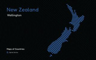 vector abstract kaart van nieuw Zeeland met blauw lijnen en cirkels