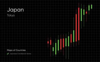 de Japan kaart is getoond in een tabel met bars en lijnen. Japans kandelaar tabel serie vector