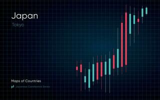 de Japan kaart is getoond in een tabel met bars en lijnen. Japans kandelaar tabel serie vector