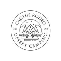 woestijn camping tent tipi met paard en cactus logo ontwerp vector