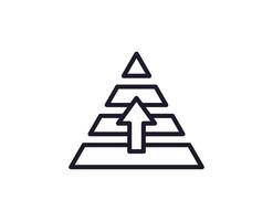 piramide vector lijn icoon. premie kwaliteit logo voor web plaatsen, ontwerp, online winkels, bedrijven, boeken, advertenties. zwart schets pictogram geïsoleerd Aan wit achtergrond