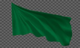 realistisch groen vlag vliegend Aan grijs geruit achtergrond vector