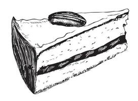 stuk van taart hand- getrokken schetsen in tekening stijl vector illustratie