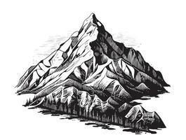 bergen hand- getrokken schetsen vector illustratie mooi natuur
