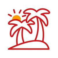 eiland icoon duotoon geel rood zomer strand symbool illustratie. vector