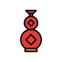 pot icoon gekleurde schets rood oranje kleur Chinese nieuw jaar symbool perfect. vector