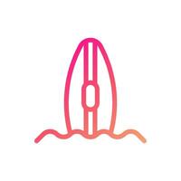 surfing icoon helling roze geel zomer strand symbool illustratie. vector