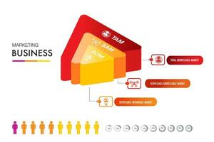 tam Sam som infographic sjabloon 3 opties afzet analyse vector